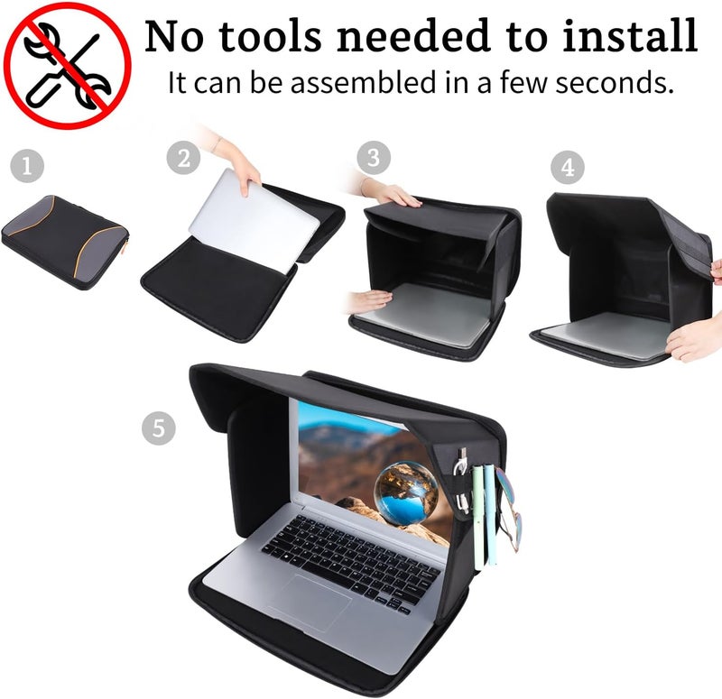 YUMTIM Laptop Sun Shade Laptops Sun Glare Shield Laptop Sunshade Bag for Working Outside Privacy Screen Hood Foldable Shield Cover 12-14'' (Patent Pending) - Image 5